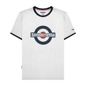 Lambretta Mens SS25 Ringer Logo T-Shirt / White/Navy